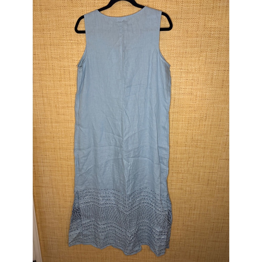Pure Jill J. Jill Blue Linen Embroidered Hem Maxi Shift Dress Womens Medium M - Picture 6 of 6